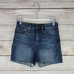 Madewell High-Rise Denim Jean Shorts Cut Off Raw Hem Size 25